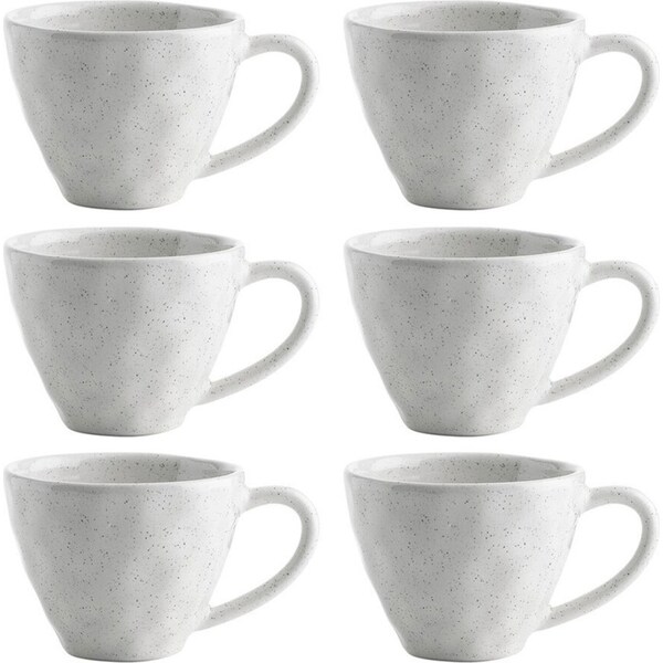 6x Ecology Speckle Milk 380ml Stoneware Coffee/Tea Mug Cup w/ Handle Round White