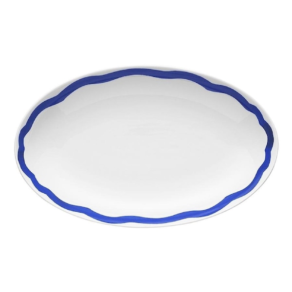 Porto La Mer 32cm Porcelain Oval Platter Food Serving Dish Tableware Indigo