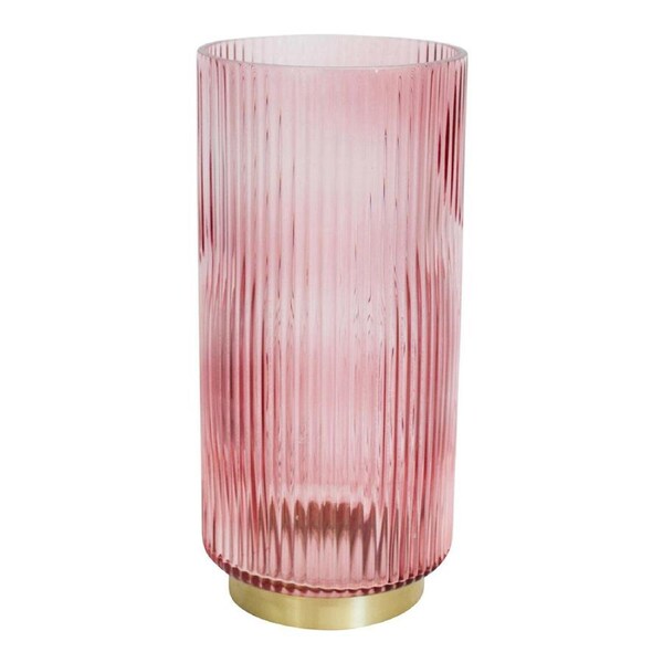 Ribbed 25cm Glass Flower Vase Tabletop Home/Room Display Decor Large Rhubarb