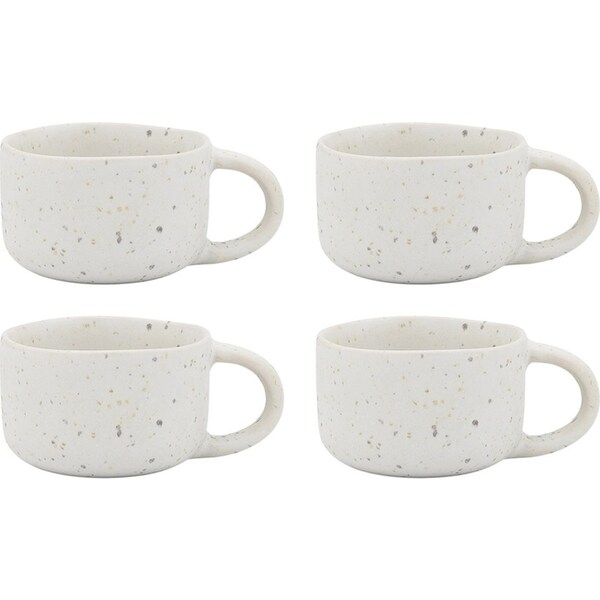 4pc Ecology Domus 110ml/10cm Stoneware Espresso Cup Drinking Mug w/ Handle Ecru