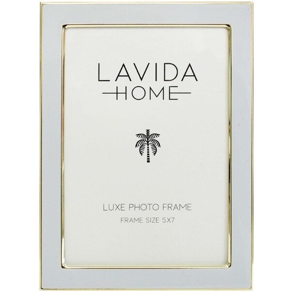 Enamel Iron Glass Luxe 5x7" Photo Frame Picture Display Home Decor Cloud/Gold