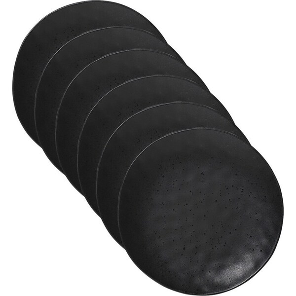 6x Ecology Speckle Ebony 20cm Stoneware Side Plate Dish Round Tableware Black