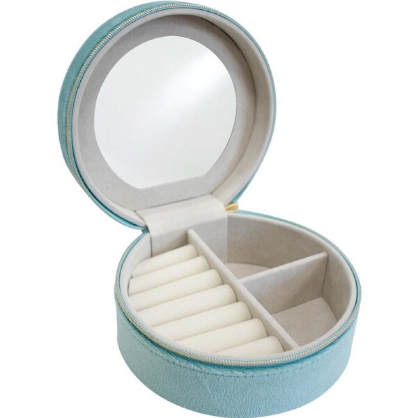 MDF Glass 12.5x12cm Mini Jewellery Case Storage Holder Organiser Round Ocean