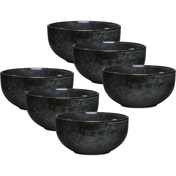 6x Ecology Element 14cm Stoneware Serving Noodle/Rice Bowl Round Tableware Raven