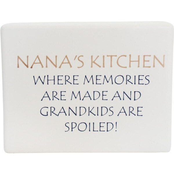 Standing Ceramic 13x10cm Sign Display Tabletop Decor Nana's Kitchen Rectangle WH