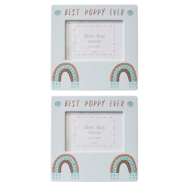 2x Ceramic/Flexi Glass 20cm/4x6" Best Poppy Photo Frame Grandfather Picture