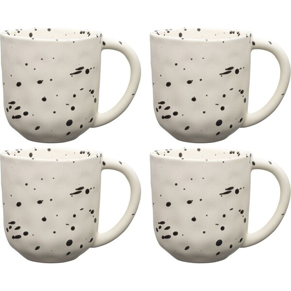 4x Ecology Speckle Polka 410ml Stoneware Straight Coffee Mug Cup w/ Handle Round