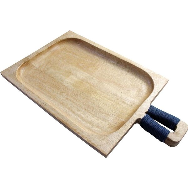 Wooden 36cm Grazing Board w/ Handle Rectangle Serving/Cutting Platter Tray Brown