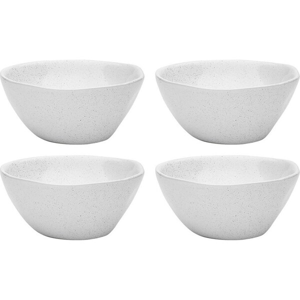 4x Ecology Speckle Milk 11cm Stoneware Snack Sauce Dip Bowl Round Tableware WHT