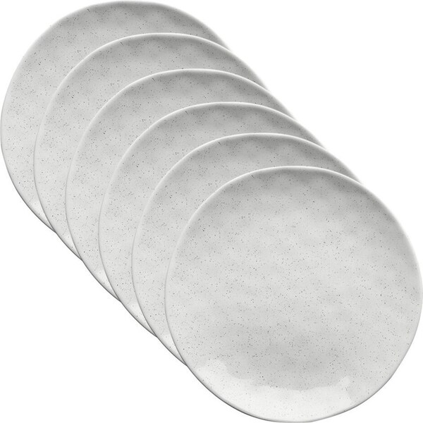 6x Ecology Speckle Milk 20cm Stoneware Side Plate Food Dish Round Tableware WHT