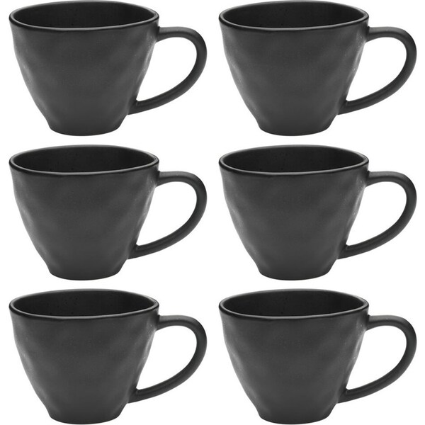 6x Ecology Speckle Ebony 380ml Stoneware Coffee Mug Cup w/ Handle Round Black