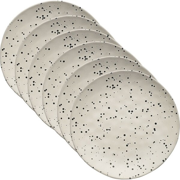 6x Ecology Speckle Polka 20cm Stoneware Side Plate Snack Dish Round Tableware