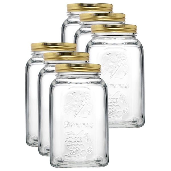 6x Pasabahce Homemade 1500ml Glass Preserve Jar Food Storage Container w/Lid CLR