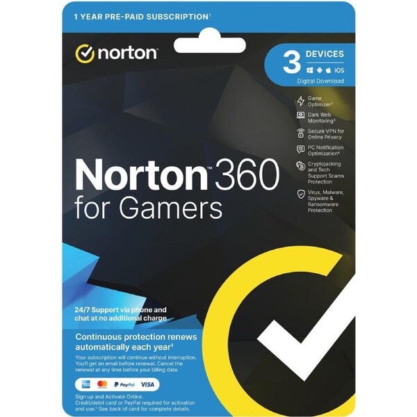 Norton 360 for Gamers 50GB - 1 User - 3 Devices - 12 Month