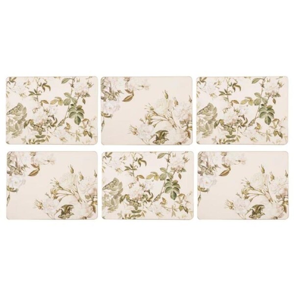 Ashdene Dining Kitchen Elegant Rose Cream Cork Back Placemats Set 6