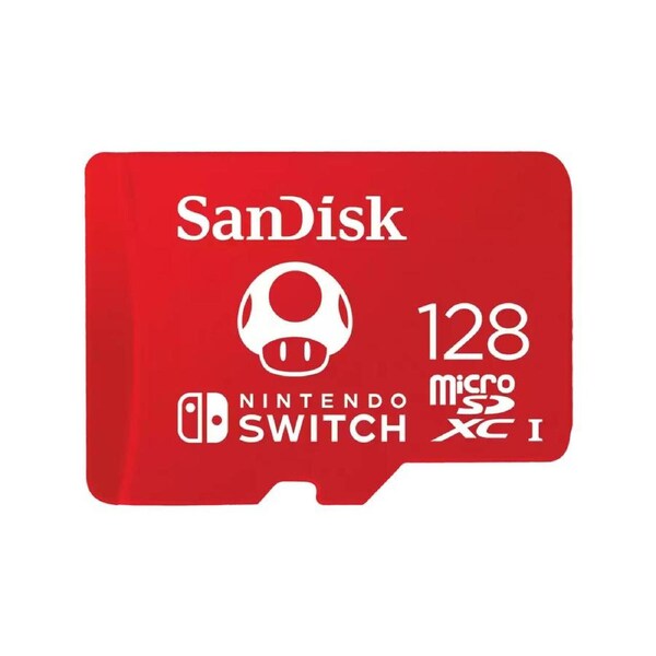 SanDisk and Nintendo Cobranded microSDXC, SQXAO, 128GB, U3, C10, UHS-1, 100MB/s R, 90MB/s W, 3x5, Lifetime Limited