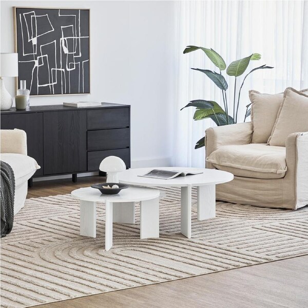 Cooper & Co. Taupo Coffee Tables Set of 2 Straight Legs in White