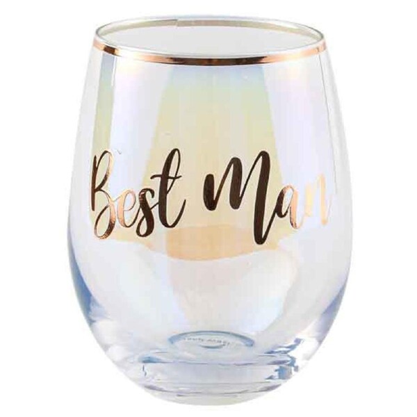 Rose Gold Best Man Stemless Wine Glass