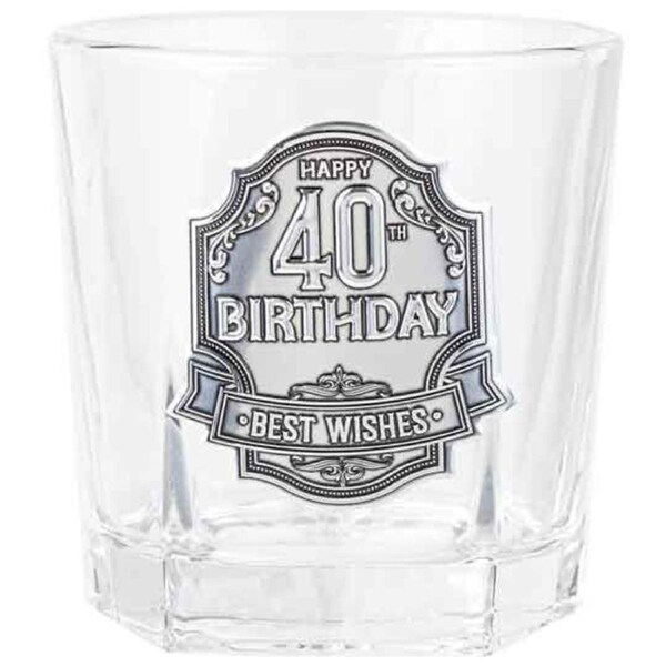 40th Birthday Badge Whisky Glass