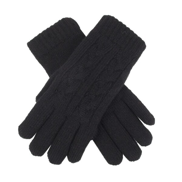 DENTS Ladies Womens Cable Knit Yarn Lined Gloves Warm - Black - One Size