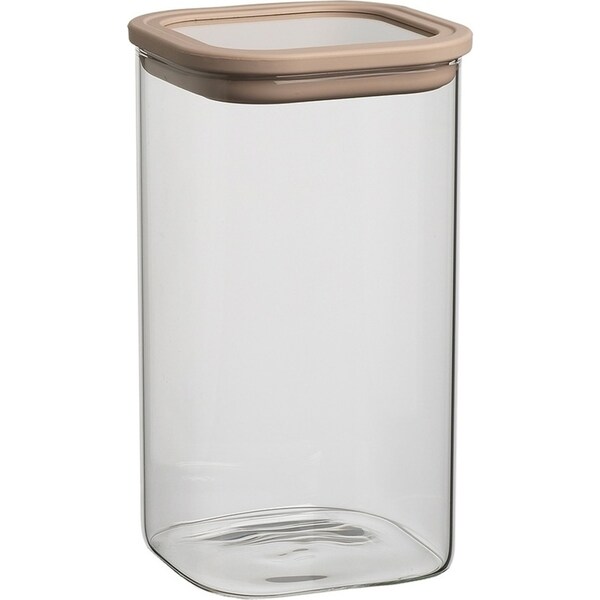Ecology Store Square 1.5L/19cm Glass Canister w/ Lid Container Storage Clear