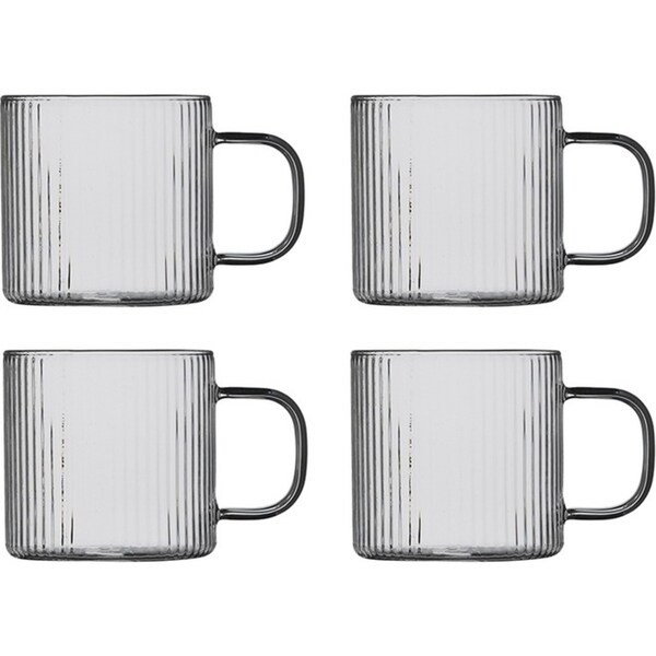 4pc Ecology Infuse 120ml Glass Espresso Cup Coffee Drink Mug w/ Handle Round CLR