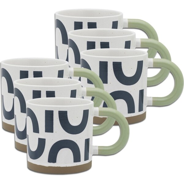 6x Porto Modelli Stoneware 330ml/14cm Coffee/Tea Mug Drinking Cup w/ Handle Arco