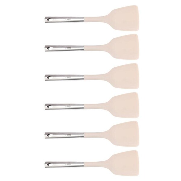 6x Porto Zest Stainless Steel/Nylon 34cm Turner Flipper Kitchen Cooking Utensil