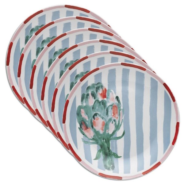 6x Porto Cucina 20cm Porcelain Side Plate Food/Snack Dish Tableware Artichoke