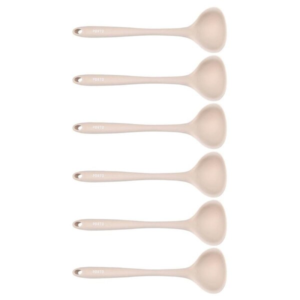 6x Porto Zest Silicone 27cm Soup Ladle Kitchen Cooking/Serving Utensil Almond