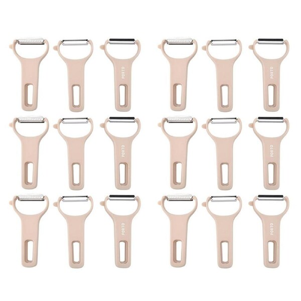 6x 3pc Porto Zest Stainless Steel/Plastic 13cm Peeler Set Food Fruit Shredder