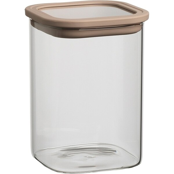 Ecology Store Square 1.1L/15cm Glass Canister w/ Lid Container Storage Clear