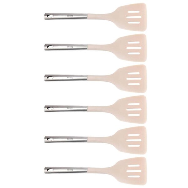 6x Porto Zest Stainless Steel/Nylon 34cm Slotted Turner Kitchen Cooking Utensil