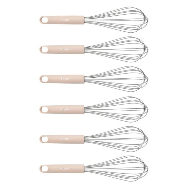 6x Porto Zest Stainless Steel 30cm Whisk Food Baking Beater/Mixer Utensil