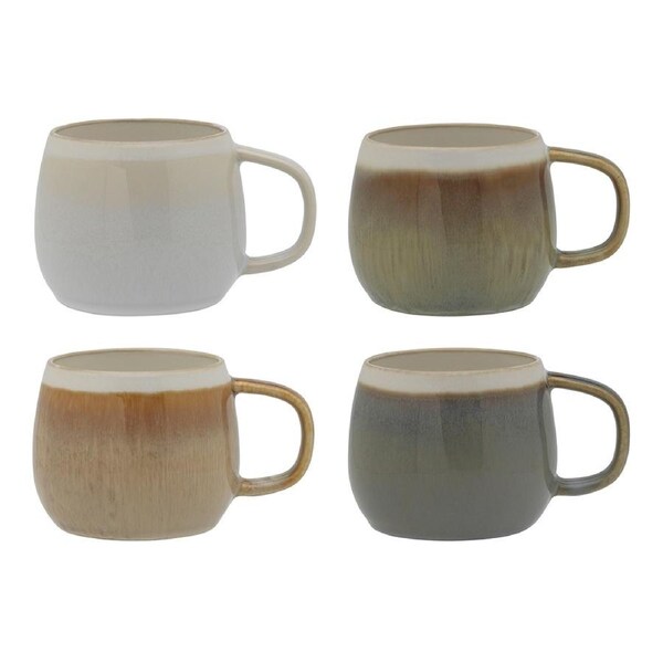4pc Ecology Bulb Stripe 360ml Stoneware Coffee/Tea Mug Cup w/ Handle Set Round