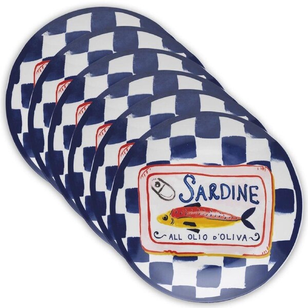 6x Porto Cucina 20cm Porcelain Side Plate Food/Snack Dish Tableware Sardine