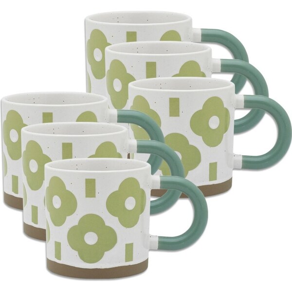 6x Porto Modelli Stoneware 330ml/14cm Coffee/Tea Mug Drinking Cup w/Handle Fiore
