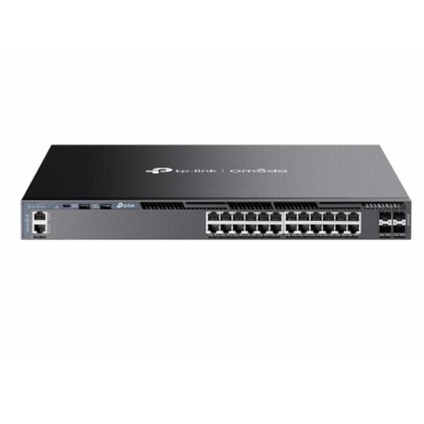 TP-Link SG6428X Omada 24-Port Gigabit Stackable L3 Managed Switch with 4 10GE SFP+ Slots, 24? Gigabit RJ45 Ports,? 10G SFP+ Slots, RJ45/Type C USB C