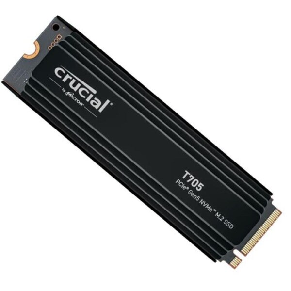 Crucial T705 4TB Gen5 NVMe SSD Heatsink - 14100/12600 MB/s R/W 2400TBW 1500K IOPs 1.5M hrs MTTF DirectStorage for Intel 14th Gen & AMD Ryzen 7000