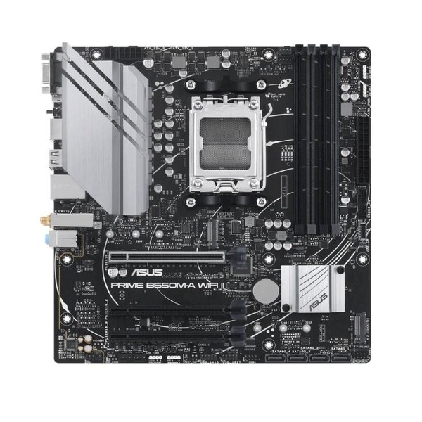 ASUS AMD B650M PRIME B650M-A WIFI II-CSM (AM5) Micro-ATX Motherboard 4x DDR5 192GB, 1x PCIe 4.0 x16 slot,2 x M.2 slots, 4 x SATA,Wi-Fi 6 1 x HDMI.1