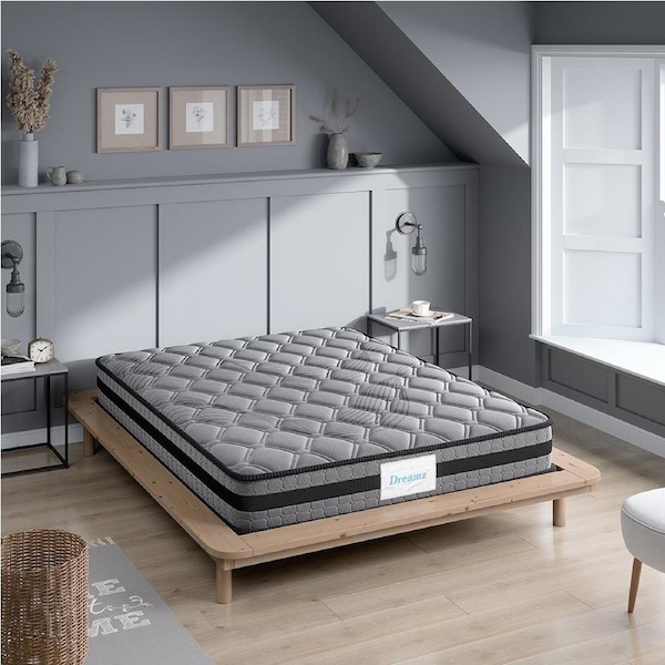 22cm King Single Spring Mattress DreamZ Pocket Egg Crate Foam Medium Firm