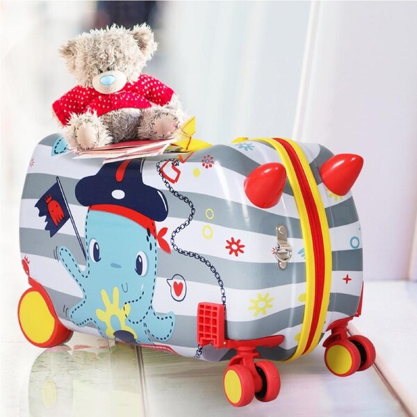 BoPeep 17" Kids Ride-On Luggage Suitcase - Octopus Design