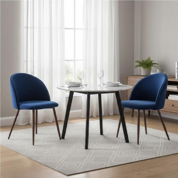 1 Set of 2 Levede Velvet Dining Chairs - Navy