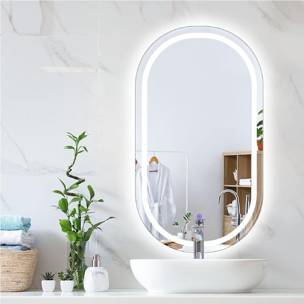 Emitto Bathroom LED Mirror Anti-Frog Touch Switch Oval 60x100cm