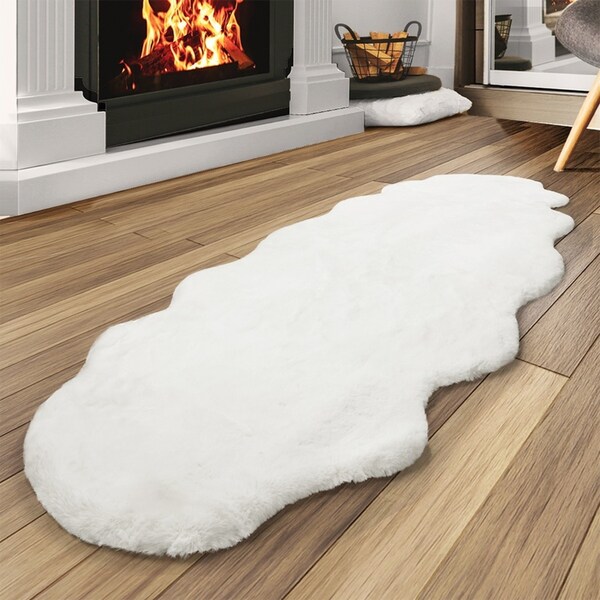 Marlow Floor Rug 80cm x 200cm Cloud Shaped Fluffy 2cm Thick - White