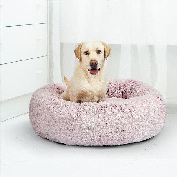 PaWz Pet Bed Donut Soft Plush - Pink, Dia. 90cm