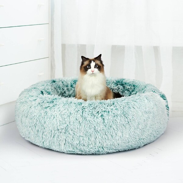 PaWz Pet Bed Donut Soft Plush - Teal, Dia. 120cm