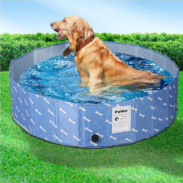 Pawz Folding Swimming Pool Dog Washing Bath Tub Portable SummerOutdoor Blue L