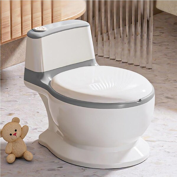 Bopeep Kids Potty Trainer Seat, Non-Slip Baby Toilet with Removable Bucket - Grey