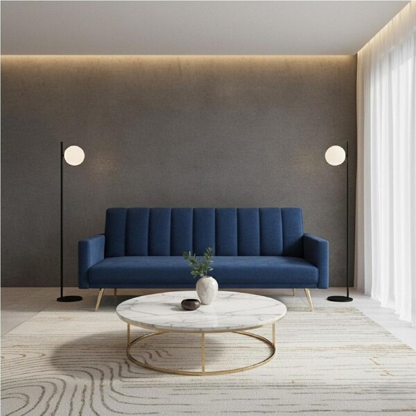 Levede 3-Seater Convertible Sofa Bed Velvet Lounge – Navy